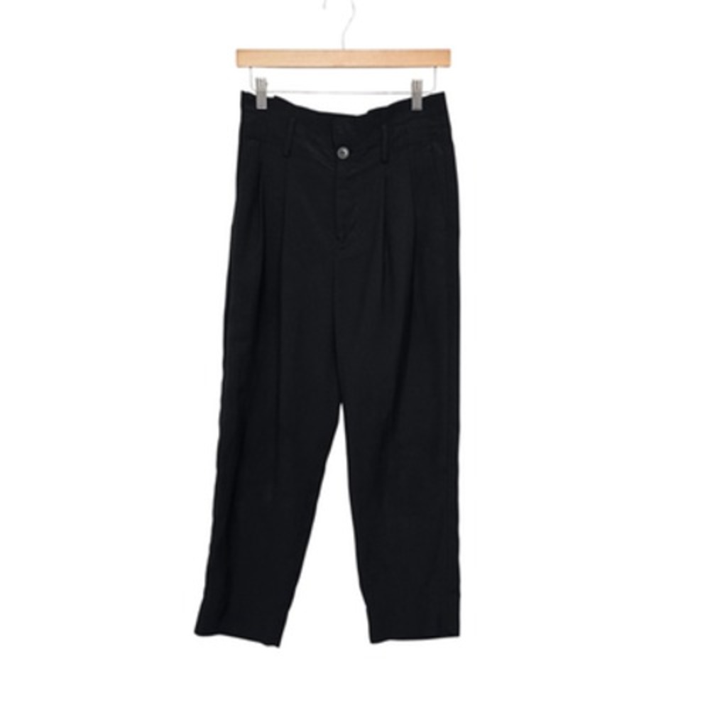 Madwell Pants Womens 0 Black Pleated Trousers Cropped Tapered Dress Work Zip Fly